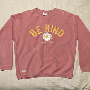Simply Southern Dusty Rose Waffle‎ Knit “Be Kind' Sweatshirt with Daisy